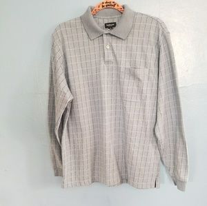 Van Heusen blue design button up polo. Size M